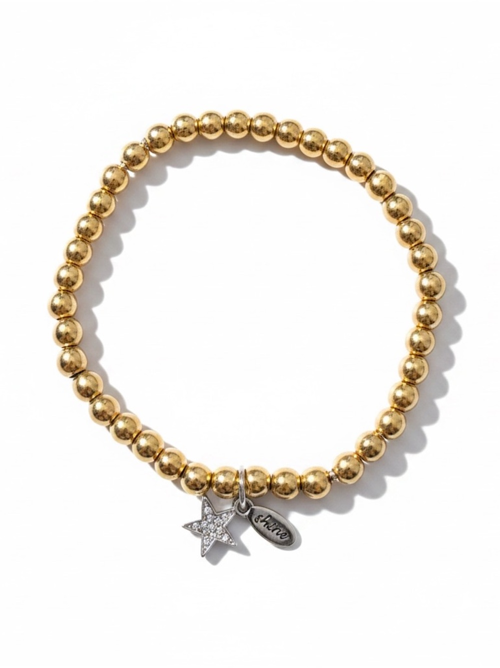 Origami Owl Gold Beaded Bracelet with Star & Shine Charms Mixed Metal